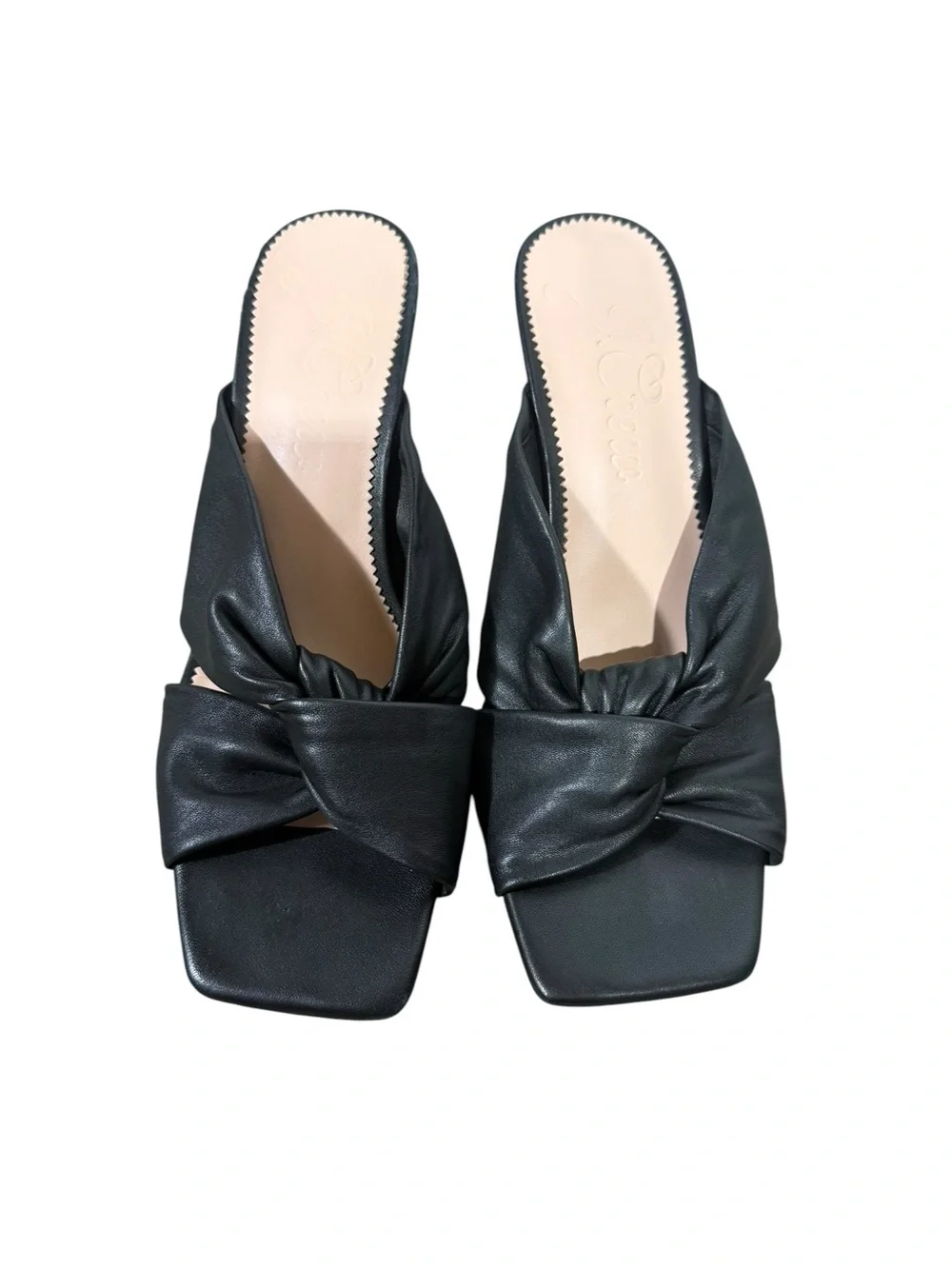 J. Crew Ava twist-knot heels in black‎ leather size 8.5